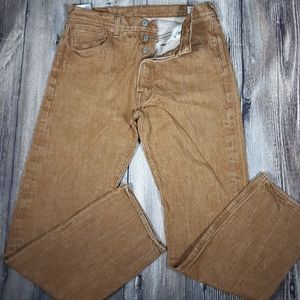 Levi 501 34 x 34 button fly white oak cone denim jeans